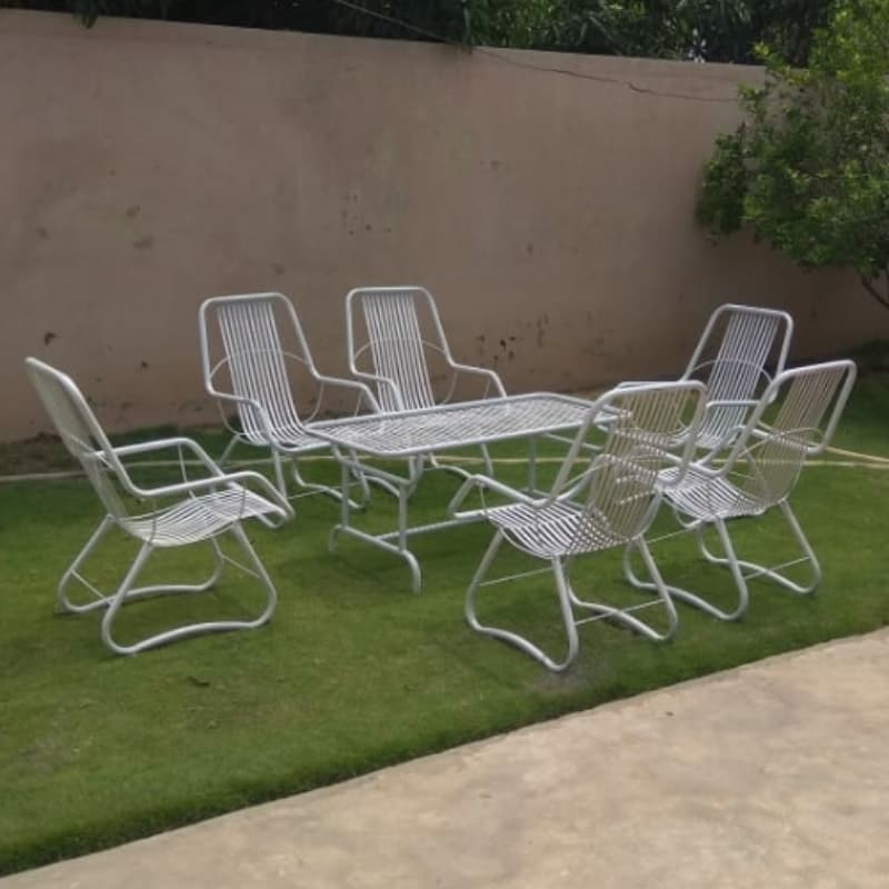 Set of 6 Steel Chairs & 1 Square Table